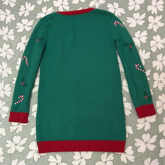 33 Degrees Girls Sequin Unicorns Ugly Christmas Sweater Tunic Candy Cane XL - Picture 3 of 14